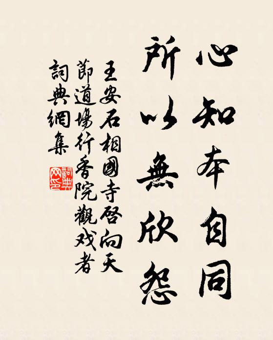 王安石心知本自同，所以无欣怨书法作品欣赏
