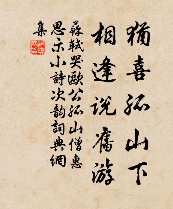 苏轼犹喜孤山下，相逢说旧游书法作品欣赏
