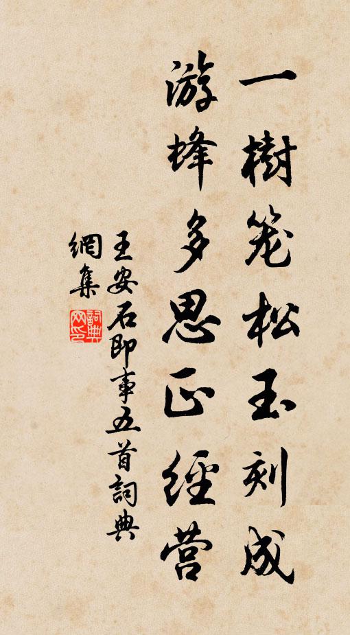 王安石一树笼松玉刻成，游蜂多思正经营书法作品欣赏