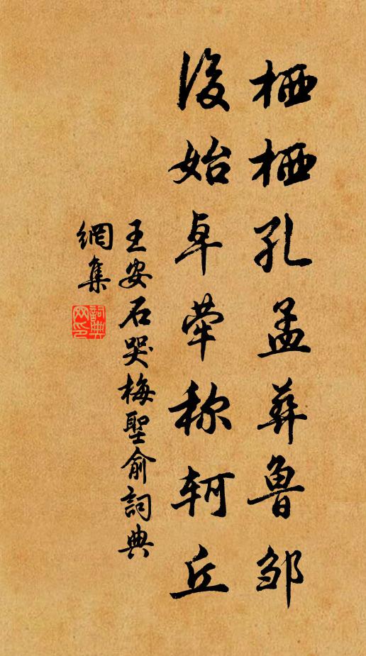 王安石栖栖孔孟葬鲁邹，后始卓荦称轲丘书法作品欣赏