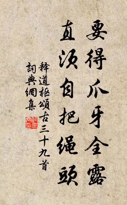 释道枢要得爪牙全露，直须自把绳头书法作品欣赏
