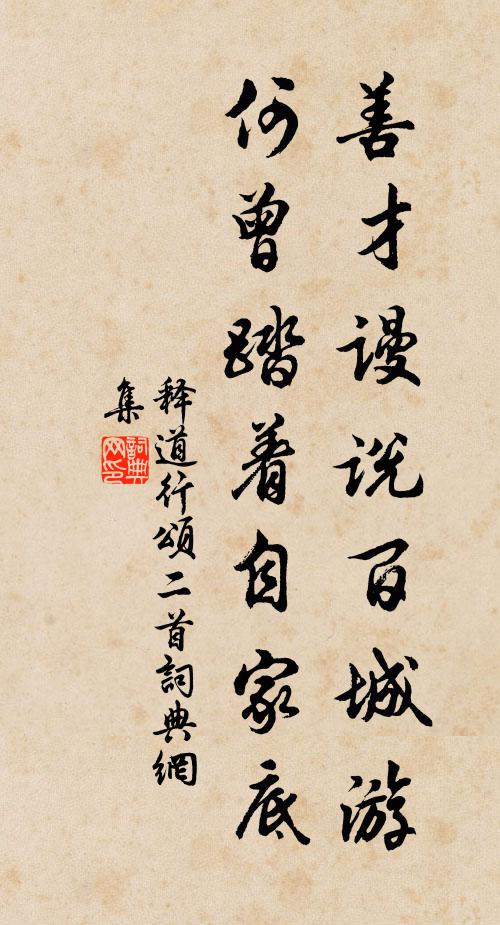 释道行善才谩说百城游，何曾踏着自家底书法作品欣赏
