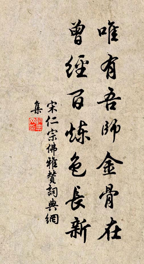 宋仁宗唯有吾师金骨在，曾经百炼色长新书法作品欣赏