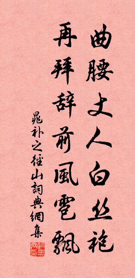 晁补之曲腰丈人白丝袍，再拜辞前风雹飘书法作品欣赏