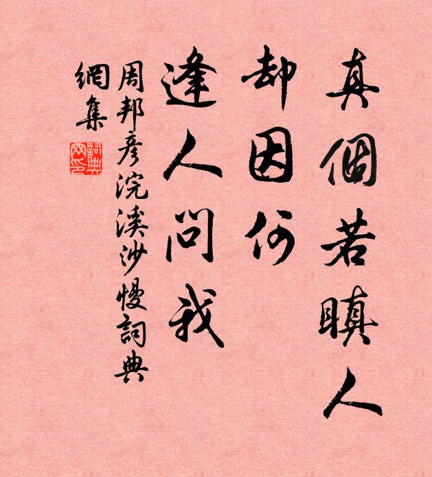 周邦彦真个若瞋人，却因何、逢人问我书法作品欣赏