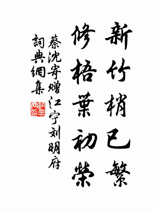 蔡沈新竹梢已繁，修梧叶初荣书法作品欣赏