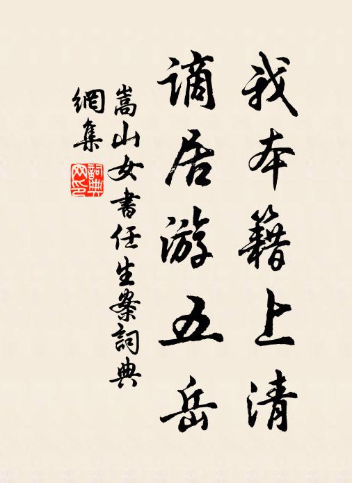 嵩山女我本籍上清，谪居游五岳书法作品欣赏
