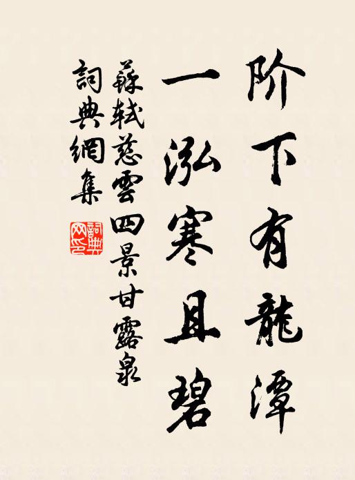 苏轼阶下有龙潭，一泓寒且碧书法作品欣赏