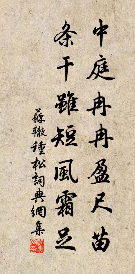 苏辙中庭冉冉盈尺苗，条干虽短风霜足书法作品欣赏