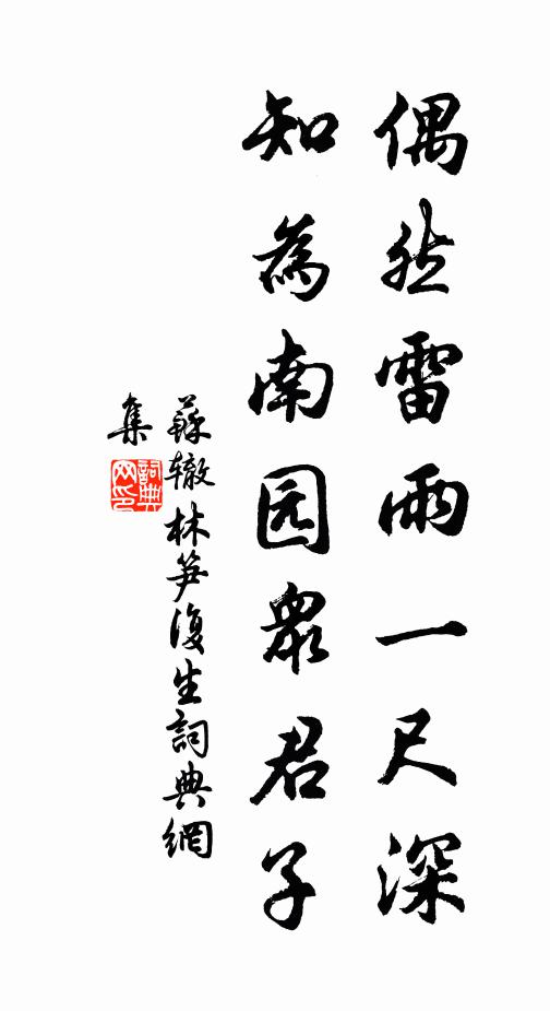 苏辙偶然雷雨一尺深，知为南园众君子书法作品欣赏
