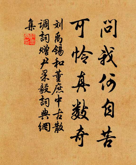 刘禹锡问我何自苦,可怜真数奇书法作品欣赏