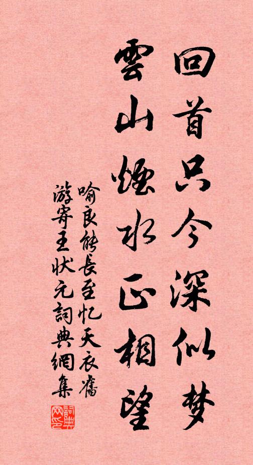 喻良能回首只今深似梦，云山烟水正相望书法作品欣赏
