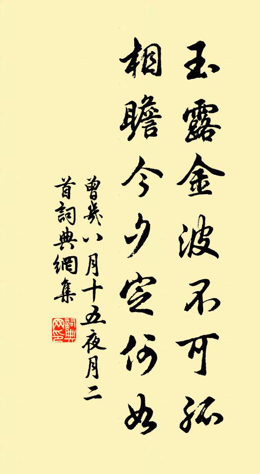 曾几玉露金波不可孤，相瞻今夕定何如书法作品欣赏