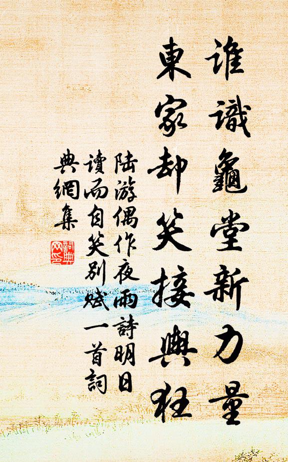 陆游谁识龟堂新力量，东家却笑接舆狂书法作品欣赏