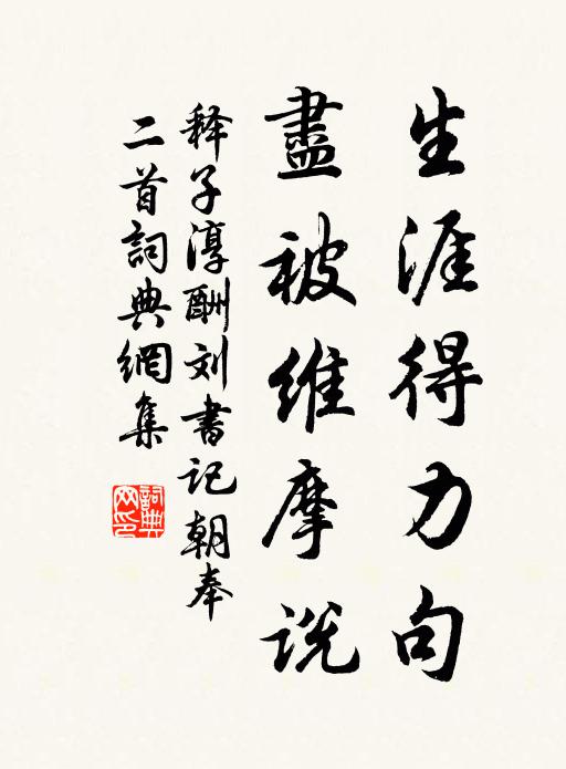 释子淳生涯得力句，尽被维摩说书法作品欣赏