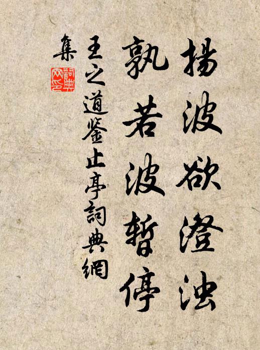王之道扬波欲澄浊，孰若波暂停书法作品欣赏