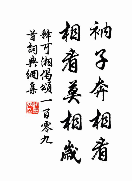 释可湘衲子奔相看，相看莫相岁书法作品欣赏