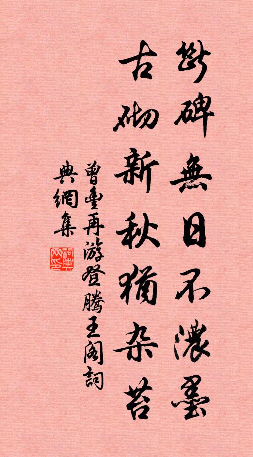 曾丰断碑无日不浓墨，古砌新秋犹杂苔书法作品欣赏