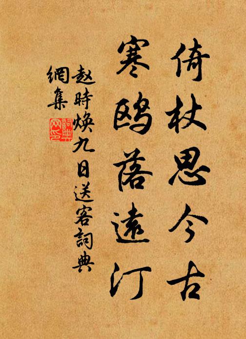 赵时焕倚杖思今古，寒鸥落远汀书法作品欣赏