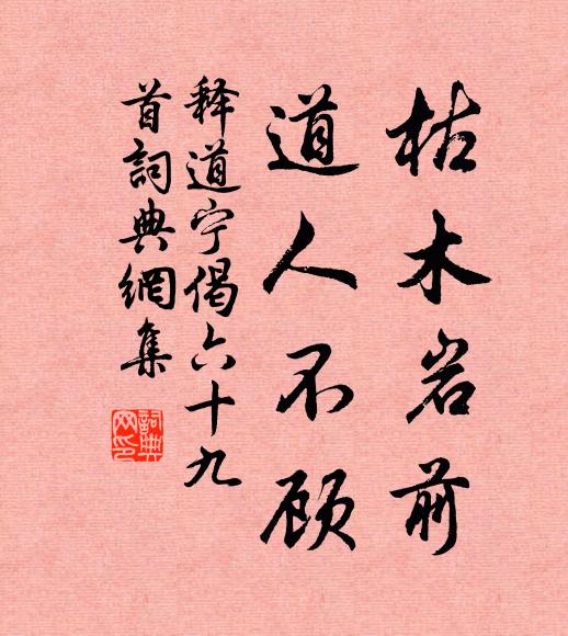 释道宁枯木岩前，道人不顾书法作品欣赏