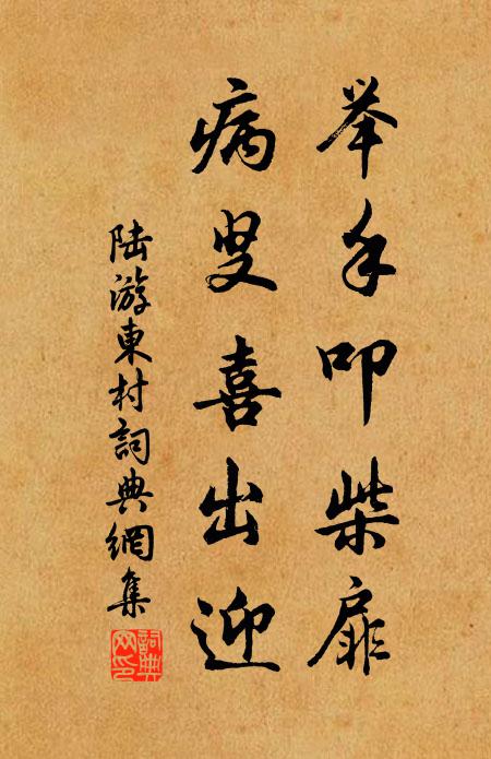 陆游举手叩柴扉，病叟喜出迎书法作品欣赏