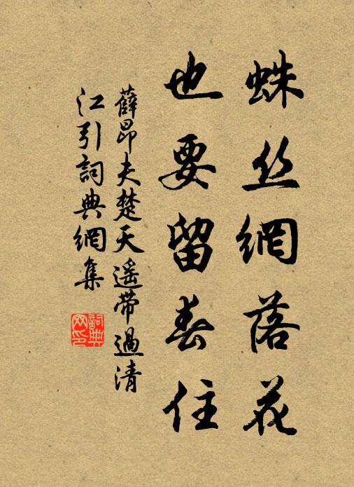 薛昂夫蛛丝网落花，也要留春住书法作品欣赏