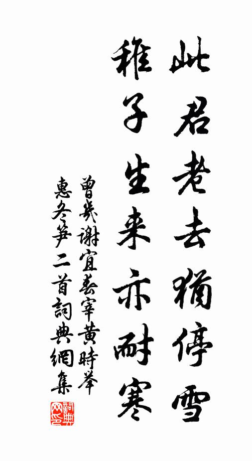 曾几此君老去犹停雪，稚子生来亦耐寒书法作品欣赏