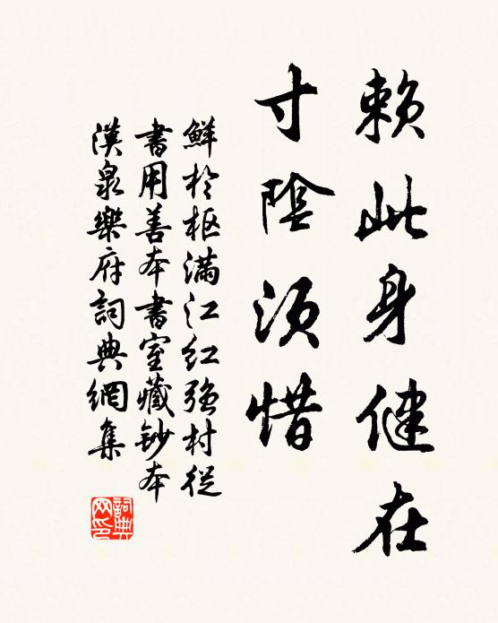 鲜于枢赖此身健在，寸阴须惜书法作品欣赏