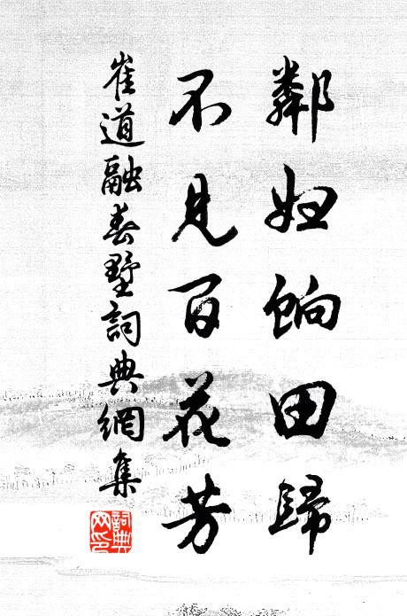 崔道融邻妇饷田归，不见百花芳书法作品欣赏
