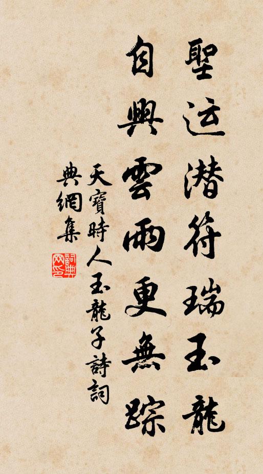 天宝时人圣运潜符瑞玉龙，自兴云雨更无踪书法作品欣赏