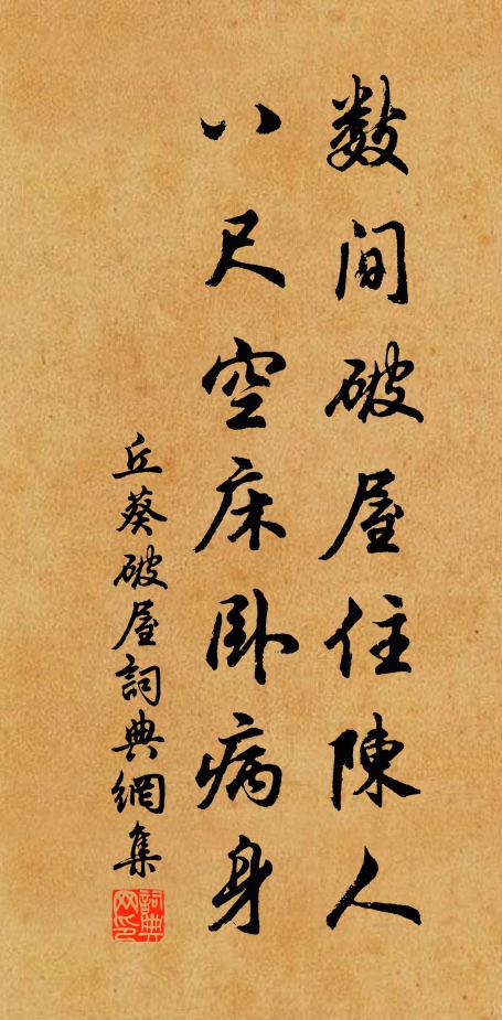 丘葵数间破屋住陈人，八尺空床卧病身书法作品欣赏