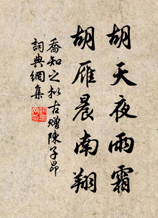 乔知之胡天夜雨霜，胡雁晨南翔书法作品欣赏
