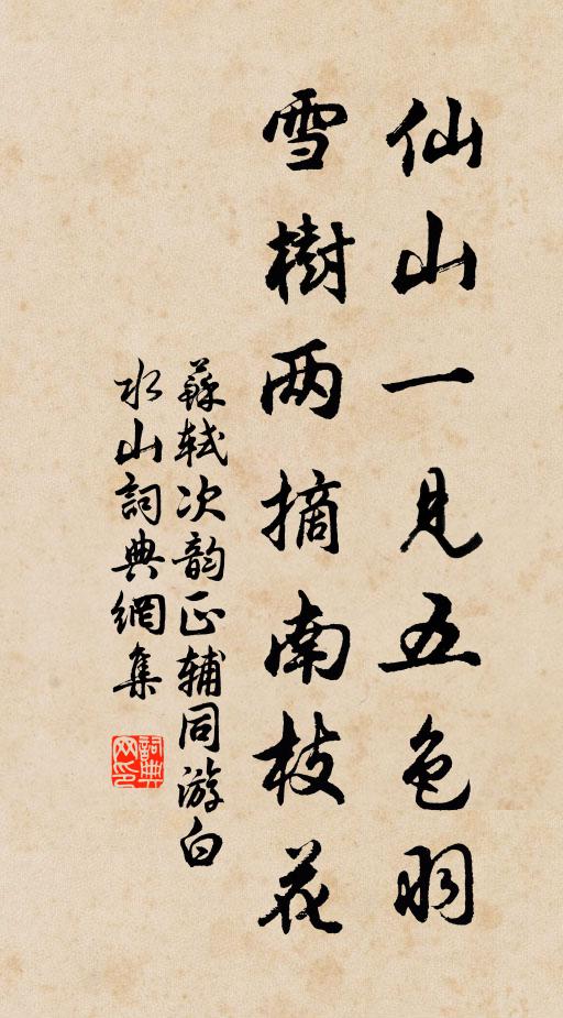 苏轼仙山一见五色羽，雪树两摘南枝花书法作品欣赏