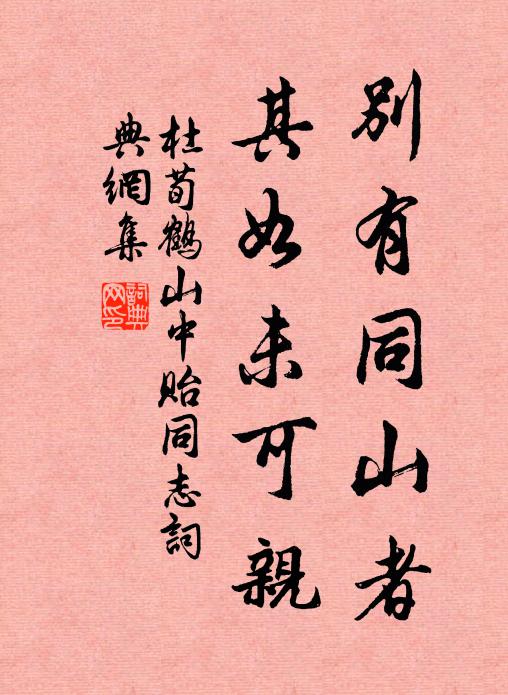 杜荀鹤别有同山者，其如未可亲书法作品欣赏
