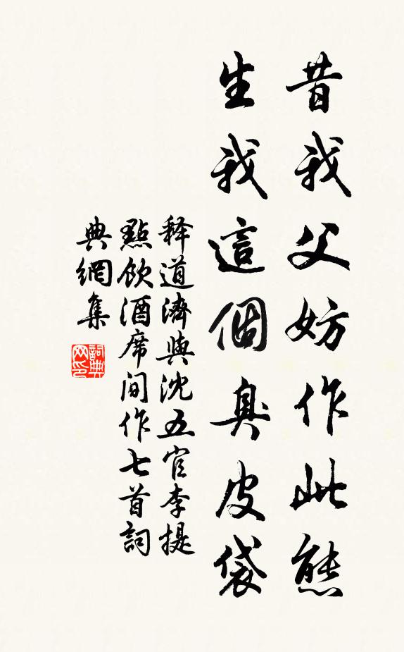释道济昔我父妨作此态，生我这个臭皮袋书法作品欣赏
