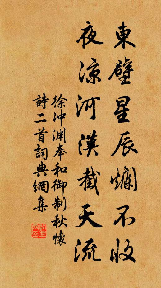 徐冲渊东壁星辰烂不收，夜凉河汉截天流书法作品欣赏