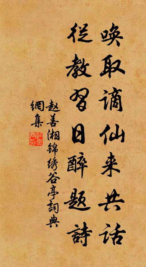 赵善湘唤取谪仙来共话，从教习日醉题诗书法作品欣赏