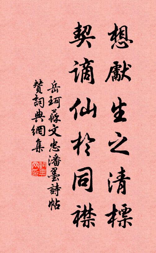 岳珂想先生之清标，契谪仙于同襟书法作品欣赏