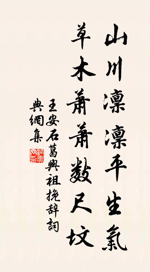 王安石山川凛凛平生气，草木萧萧数尺坟书法作品欣赏