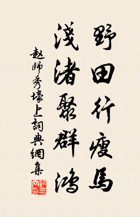 赵师秀野田行瘦马，浅渚聚群鸿书法作品欣赏