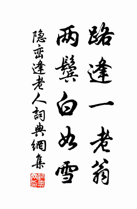 隐峦路逢一老翁，两鬓白如雪书法作品欣赏
