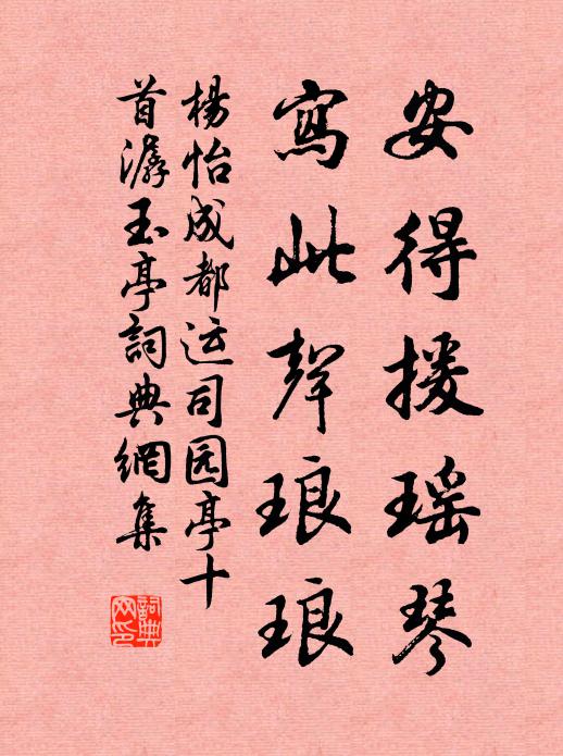 杨怡安得援瑶琴，写此声琅琅书法作品欣赏