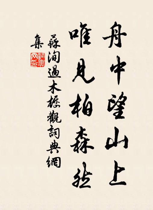 苏洵舟中望山上，唯见柏森然书法作品欣赏