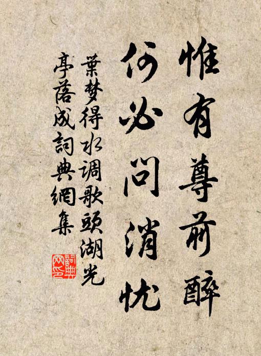 叶梦得惟有尊前醉，何必问消忧书法作品欣赏