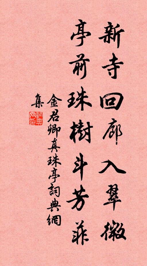 金君卿新寺回廊入翠微，亭前珠树斗芳菲书法作品欣赏
