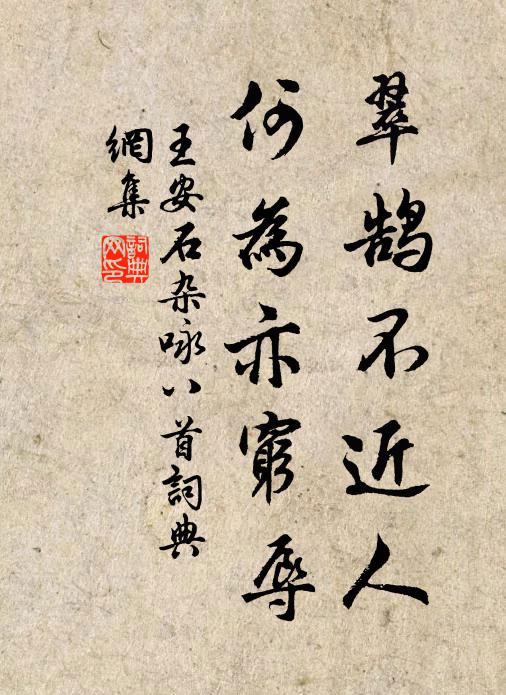 王安石翠鹄不近人，何为亦穷辱书法作品欣赏