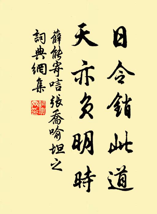薛能日令销此道，天亦负明时书法作品欣赏