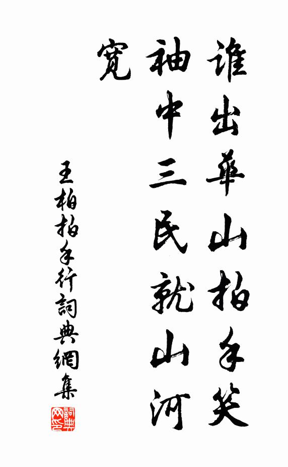 王柏谁出华山拍手笑，袖中三民就山河宽书法作品欣赏