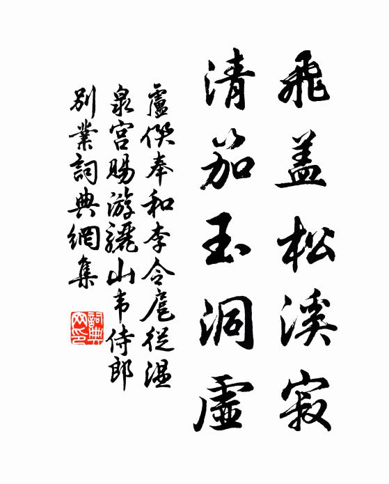 卢僎飞盖松溪寂，清笳玉洞虚书法作品欣赏