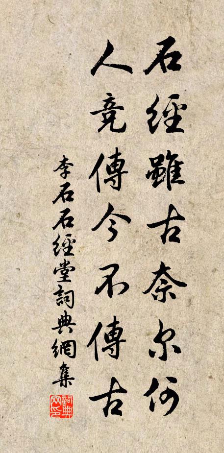 李石石经虽古奈尔何，人竞传今不传古书法作品欣赏